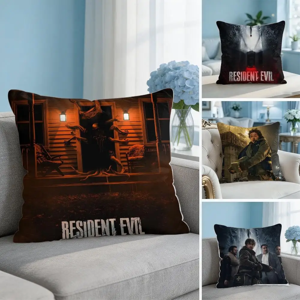R-Resident Evil 2026 Movie Cushion Cover Soft Short Plush Throw Pillow Cover Hidden Zipper Cutecore Sofa Bedroom Home Decor
