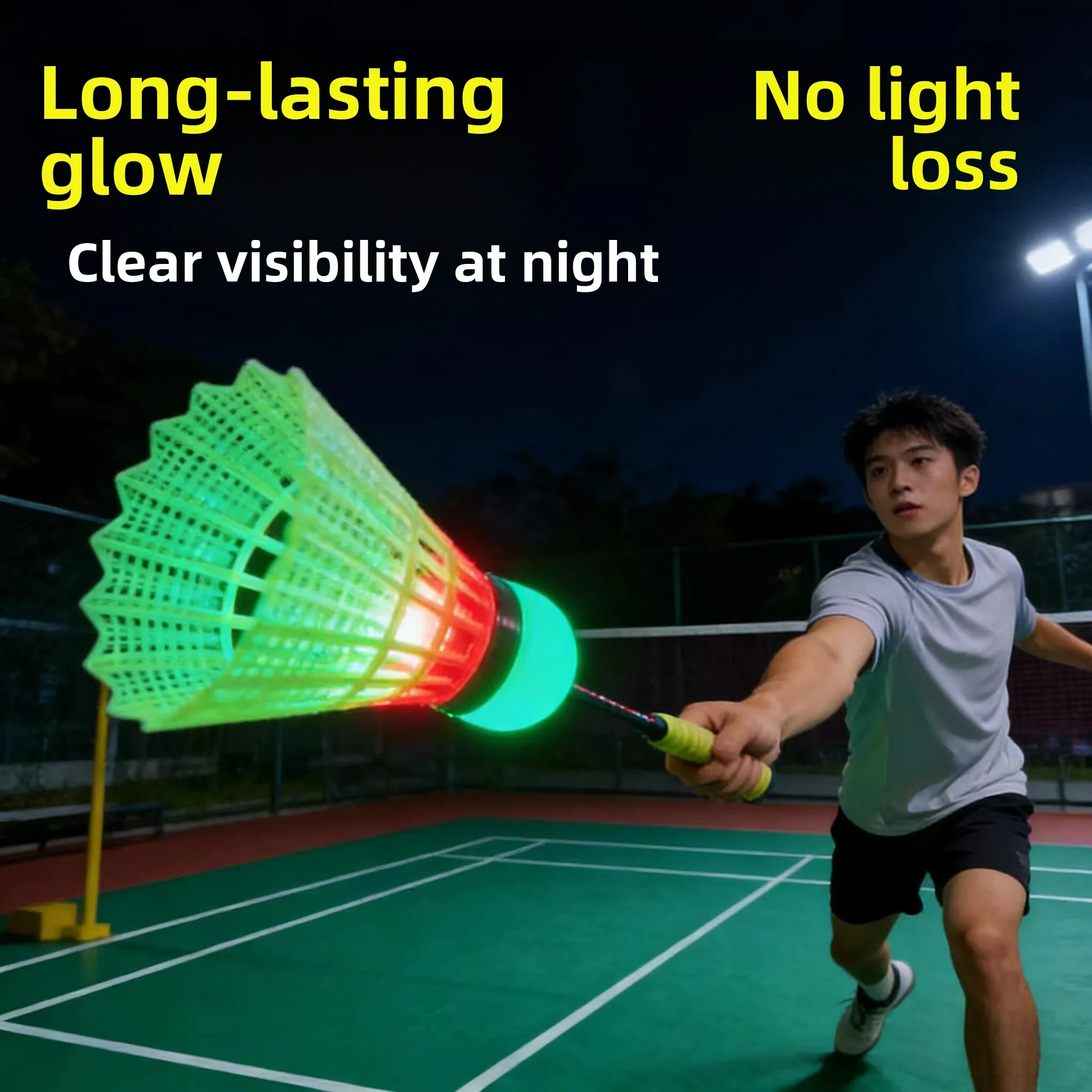 

Glowing Nightly Fluorescent Badminton Shuttlecocks Windproof Nylon Material Durable Sport Entertainment with Light Feature