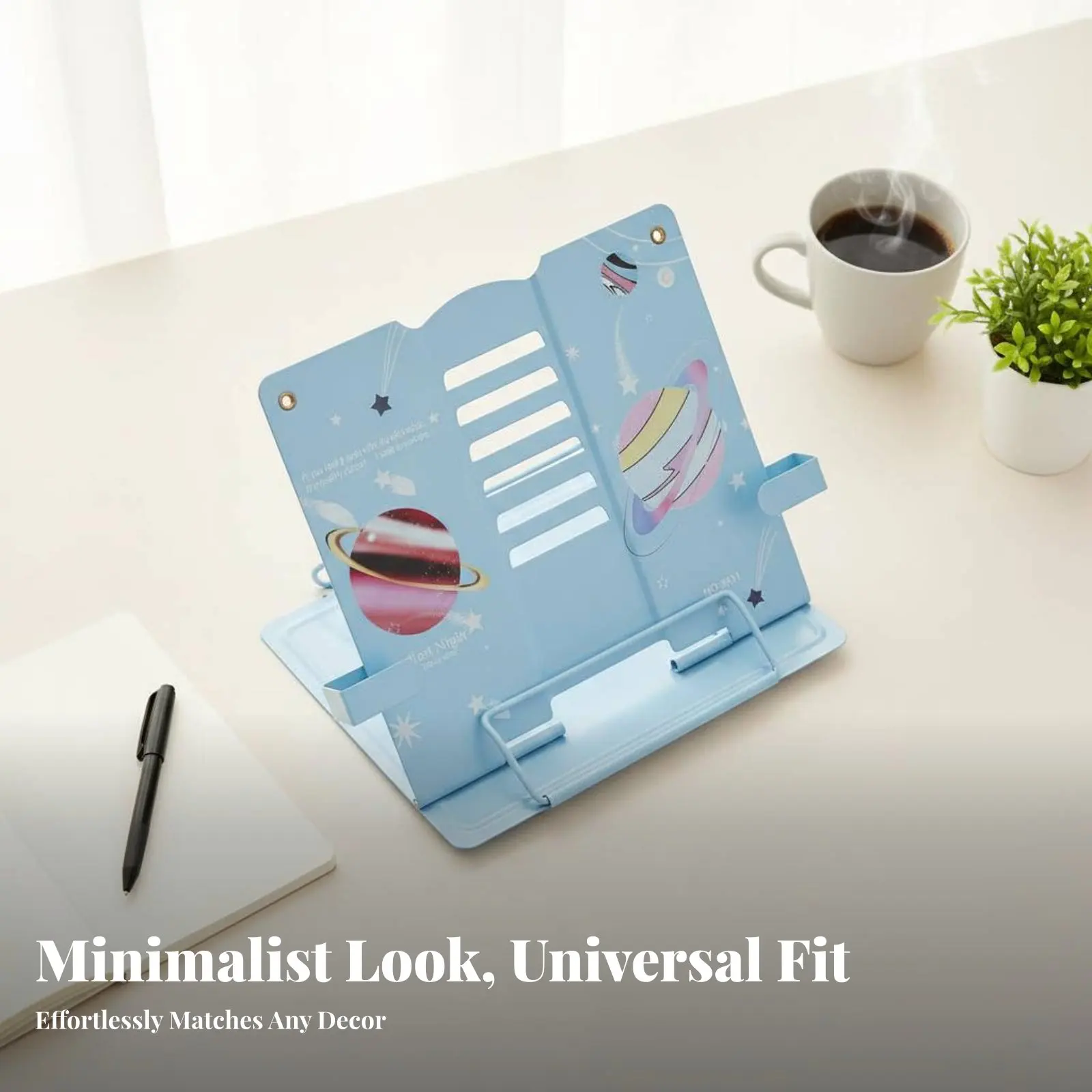 

Adjustable Literature Stand Minimalist Design Foldable Bookrest Multi-Functional Handsat No Cost for Readers, Students, Study