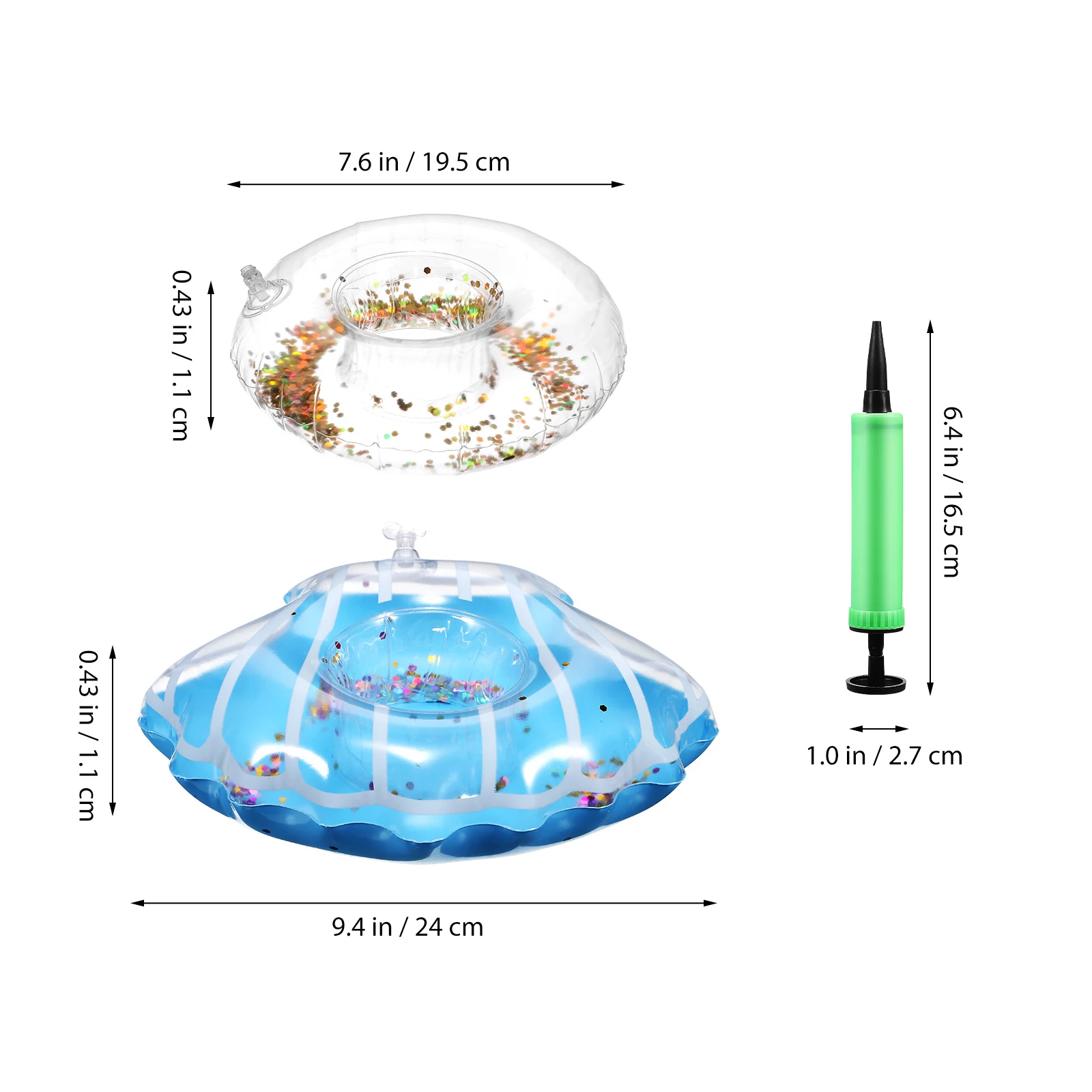 10Pcs Inflatable Drink Holder Glitter Floating Cup Holder Donut Shell Shape Pool Party Floating Coaster Swimming Pool