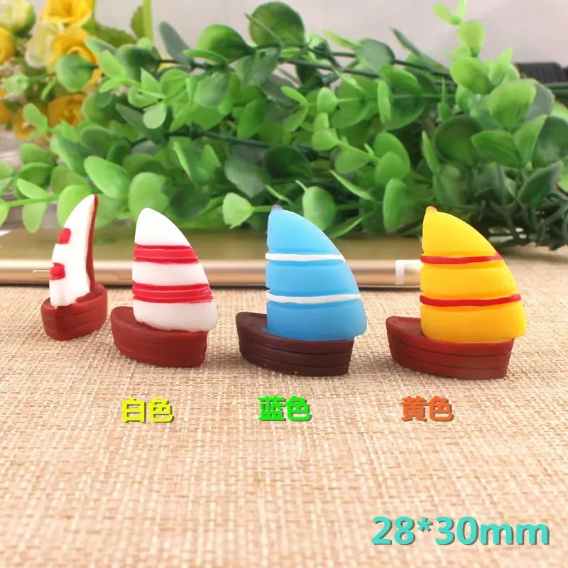 10pcs 28*30mm Resin Yacht Sailboat Charms Ship Boat Diy Micro View Mediterranean Wind Accessories Hand Aquarium Beach Decoration