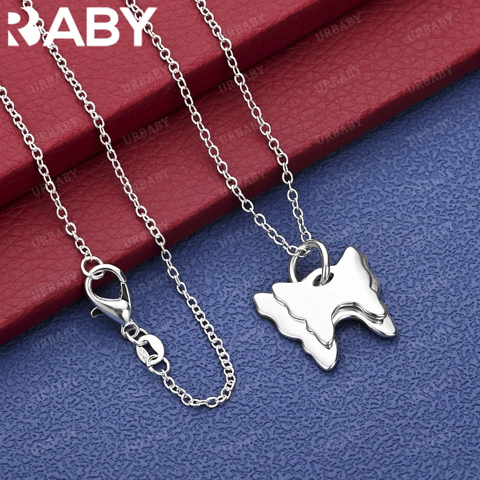 

URBABY 40-75cm 925 Sterling Silver Butterfly Pendant Necklace Charm Trend Birthday Gifts Fashion Party