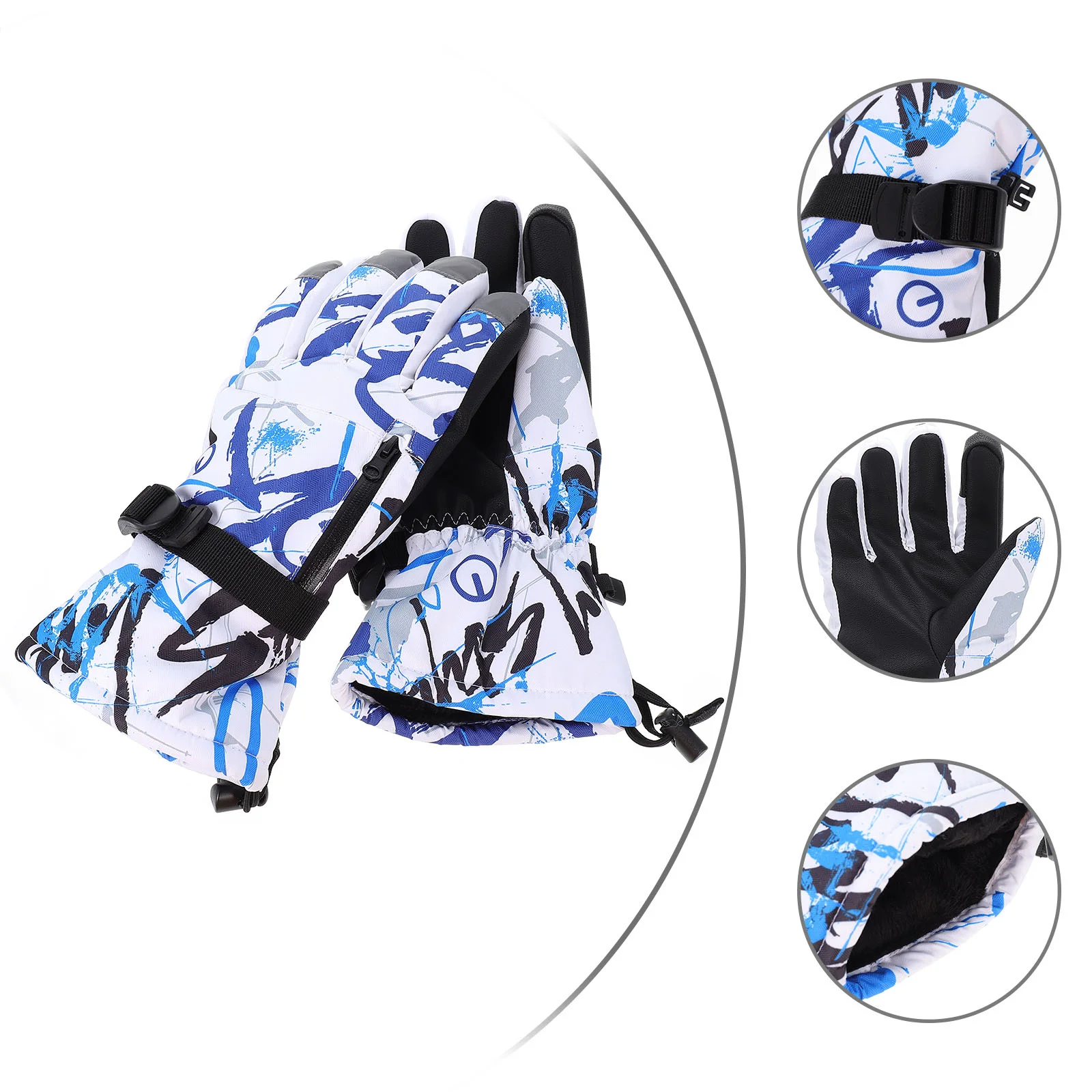 

1Pair Unisex Skiing Gloves Thickened Warm Waterproof Gloves for Outdoor Sports with Adjustable Closure Design Sports Accessory