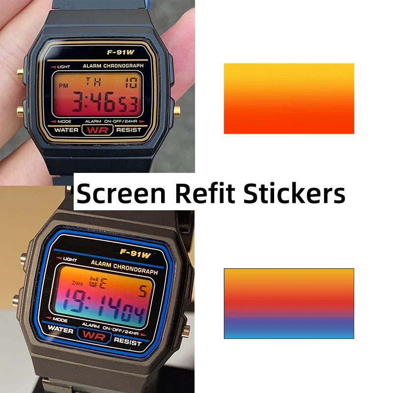 F-91W screen color changing sticker for Casio F-91W A158 A159 DIY ins style screen color HD film sticker modifiy accessories