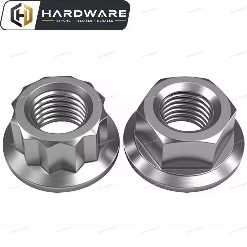 Alloy Hexagonal Flange Nut M4 M5 M6 M7 M8 M10 Flange Twelve-pointed Nut Suitable For Bicycles, Motorcycles, And