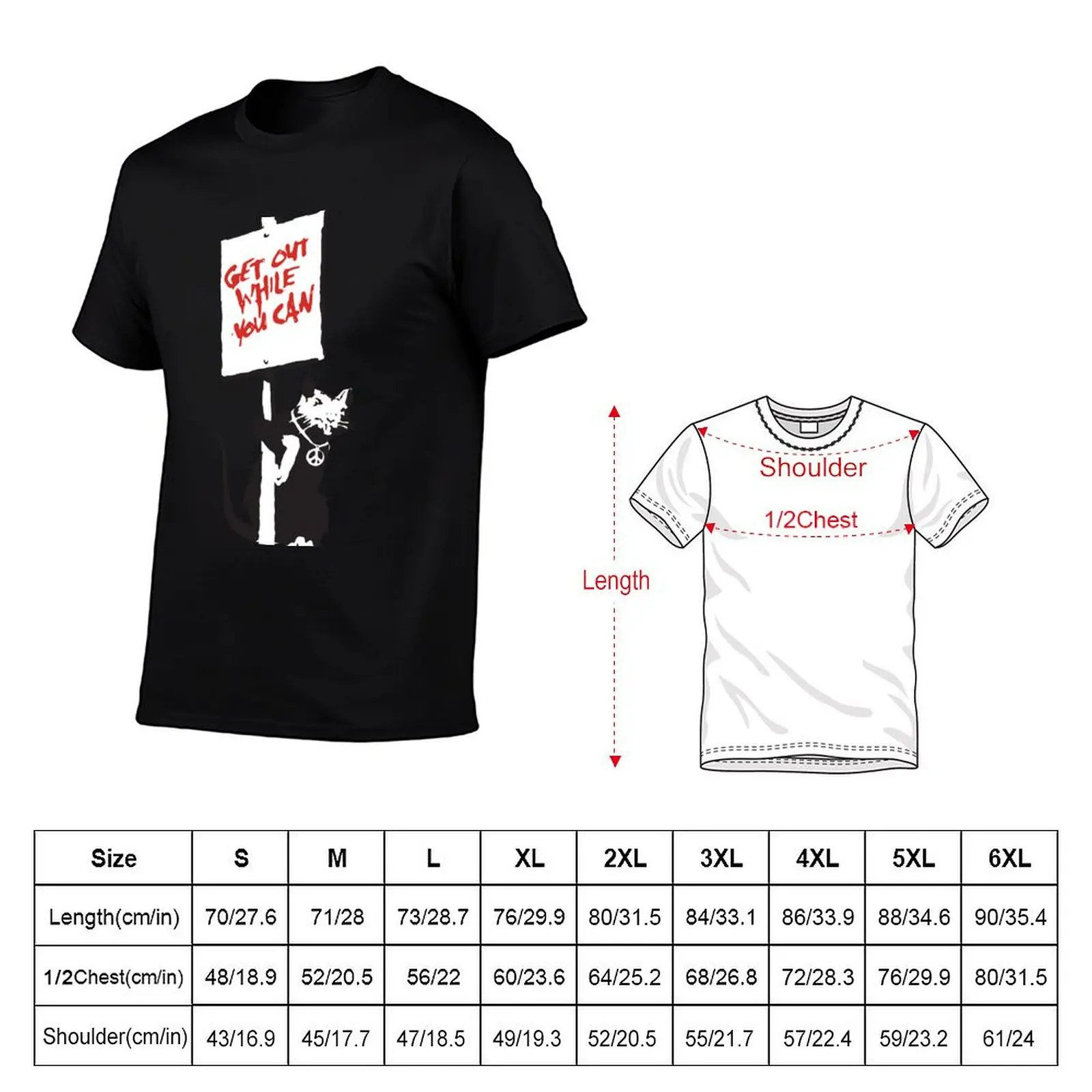 Banksy Quote rat with sign Get Out While You Can Graffiti Street art Peace symbol necklace HD T-Shirt