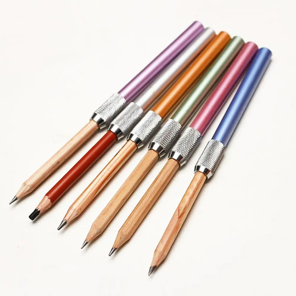 

Adjustable Single/Dual Head Pencil Extender Holder Metal/Wood Extension Rod Round/Triangle/Hexagonal Pencils Connect Penholder