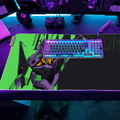 Anime Gaming MousePad E-Evangelion LED Table Pads Backlit Rubber Desktop XXL RGB Desk S Micro USB