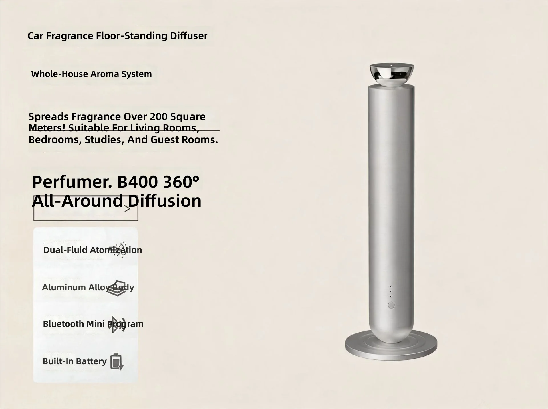 Aroma Diffuser, 2 in 1 Essential Oil Diffuser and Automatic Fragrance Dispenser for Home Office Hotel, Desktop Scent Machine