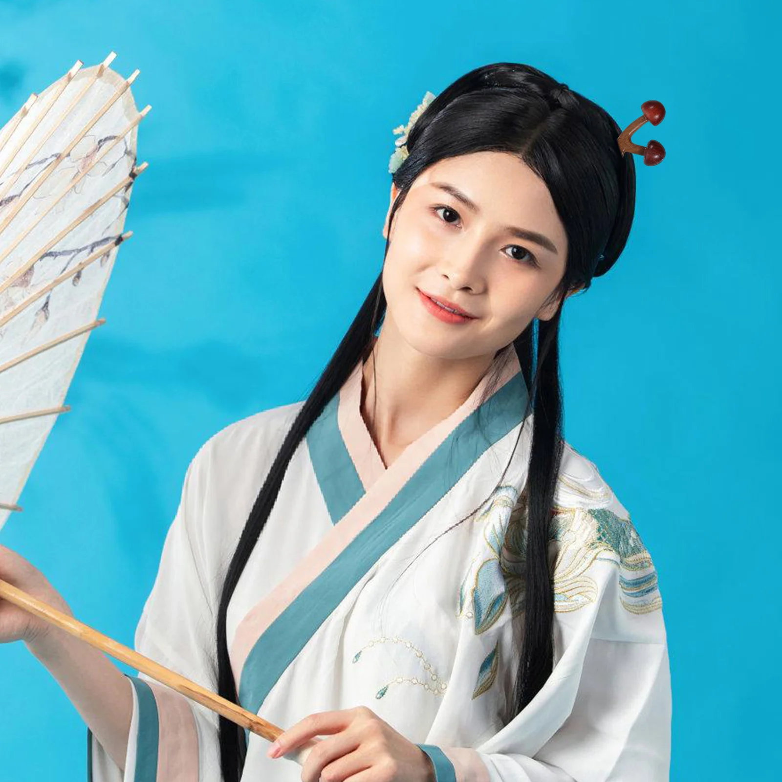 Szczypce do włosów w kształcie litery U z zielonego drzewa sandałowego, drewniane, z motywem grzybów, vintage, do zaplatania, akcesoria do stylizacji włosów.