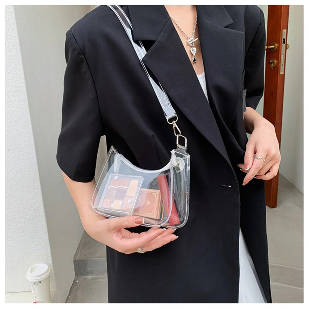 Fashion Vintage Ladies Jelly Candy Color Clear Underarm Bag Casual Women Hobos Handbags Purse Fashion Cell Phone Shoulder Bag