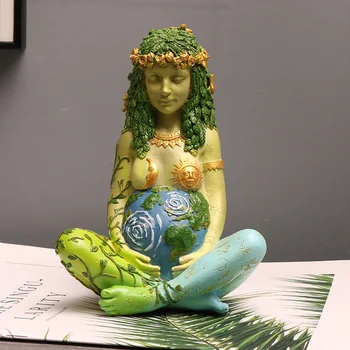1pc Vibrant Millennium Gaia Green Earth Goddess of Nature Statue - Colorful Cartoon Decor…