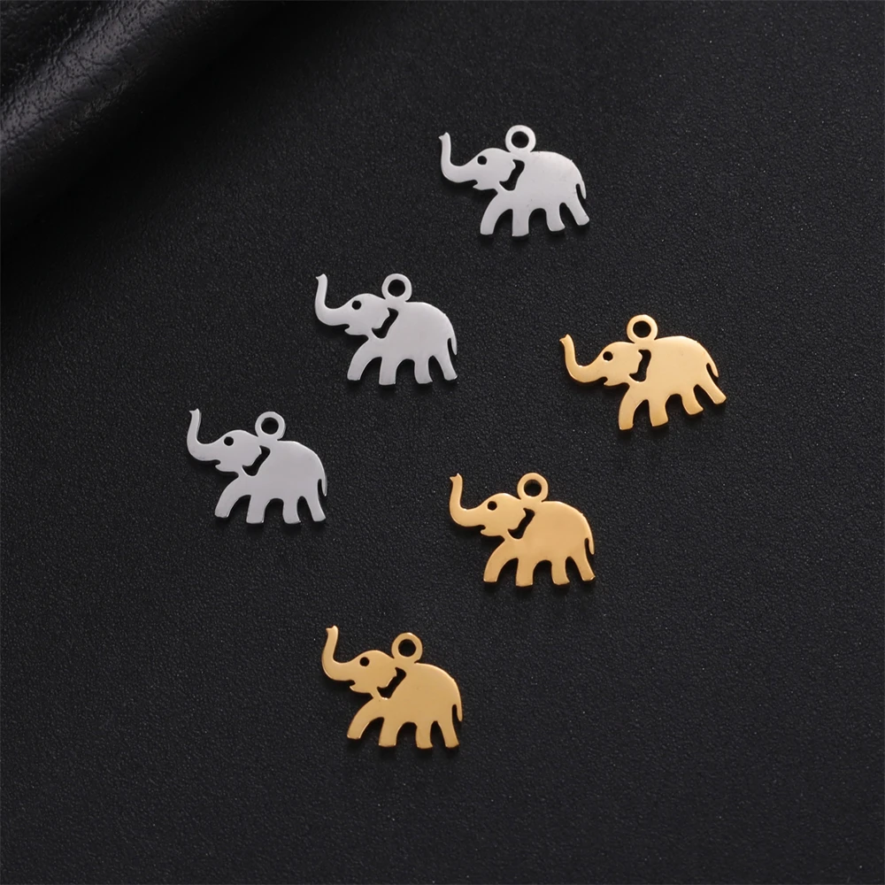 5pcs/Lot Wholesale Cute Elephant Jewelry Charms Stainless Steel Animals Tiny Pendants Accessory For Necklace Bracelet Diy Making