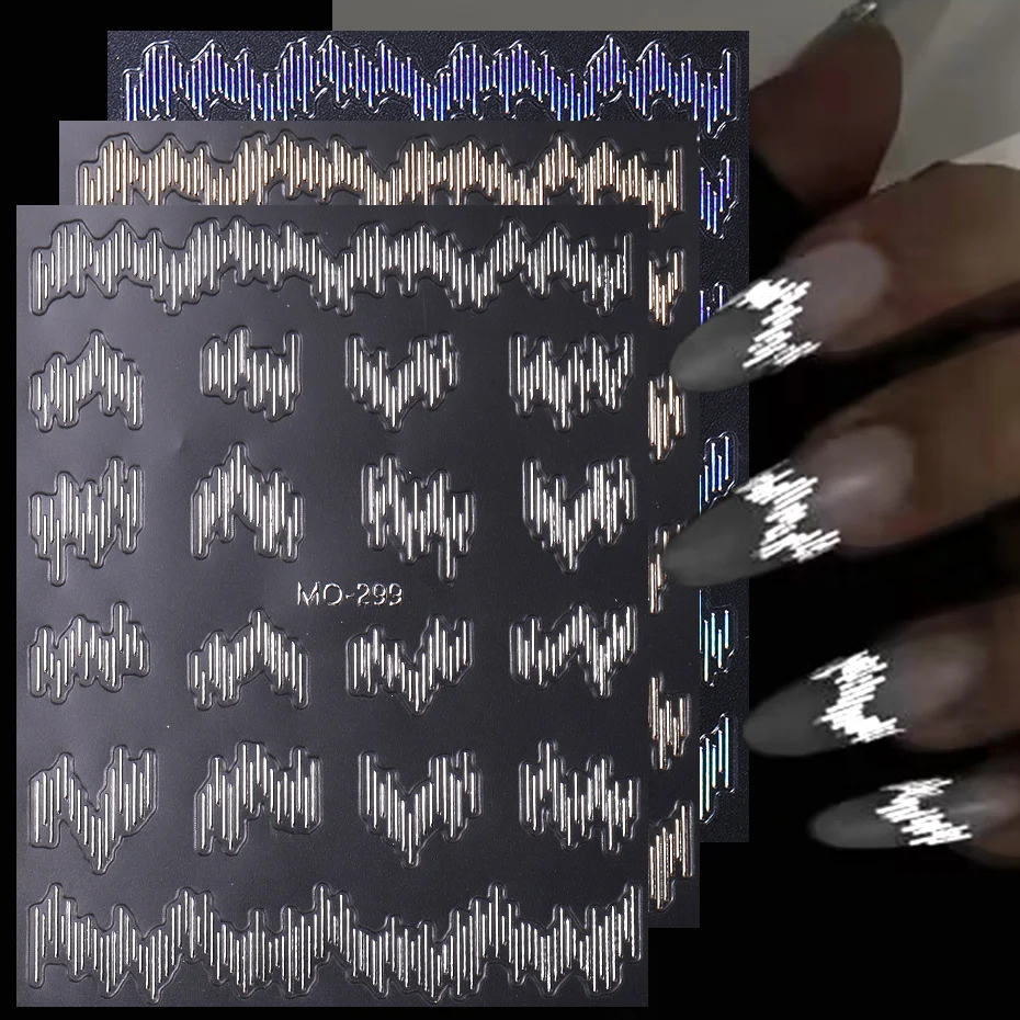 קרן אור משי רפלקלי מדבקה 3D זהב כסף לייזר נוצץ קו חריץ עיצוב הולוגרפי