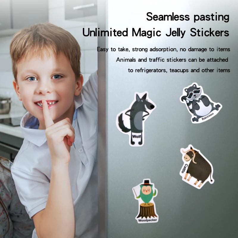 Set di libri Magic Jelly: adesivi per bambini con tema di trasporto di animali e giocano creativi: super divertimento!