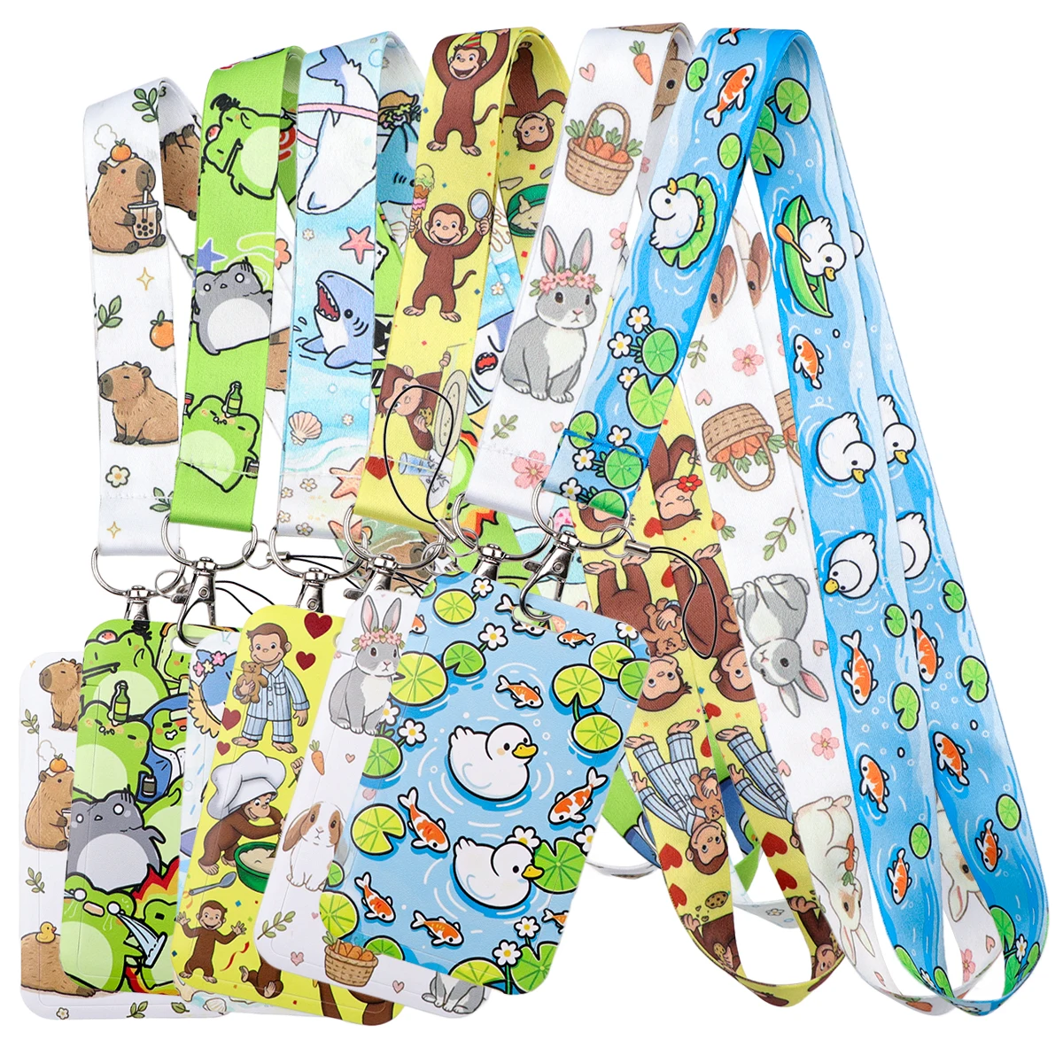Cartoon Duck Credential Holder Cute Monkey Lanyards for Key Neck Strap For Card Badge Gym Keychain Keyring Accessories Gifts