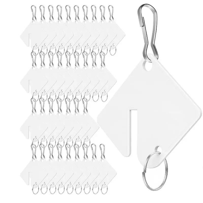 [NEW!】 Blank Key Tags With Rings& Hooks(60-Pack), Writable Plastic Key Tags, For Home,Garage And Slotted Cabinet Storage