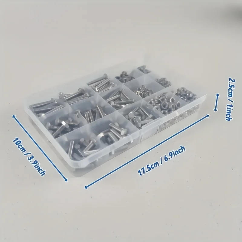 Picture 5: 240/480pcs Stainless Steel Hex Head Bolt and Nut Assortment Set - Full Thread Kit with M4 M5 Hexagonal Nuts, Washers for Various