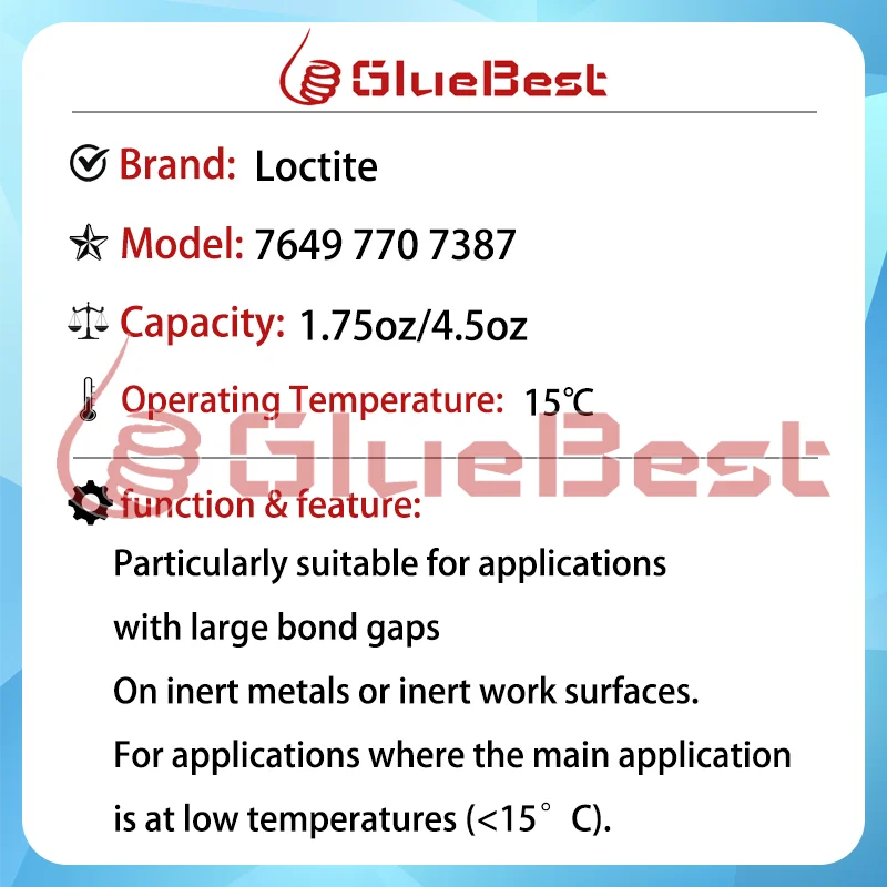 Loctite 7649 770 7387 Inert Metal Surface Treatment Anaerobic Fast Curing Large Gap Filling Curing Agent Original Product