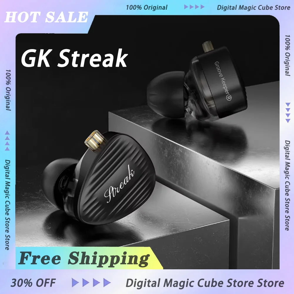 GK Streak Hi-Fi In-Ear Earphones Monitors KUN  Dynamic + Micro Planar Dual-Driver Earphones Detachable Cable Upgraded GK-KUNTEN
