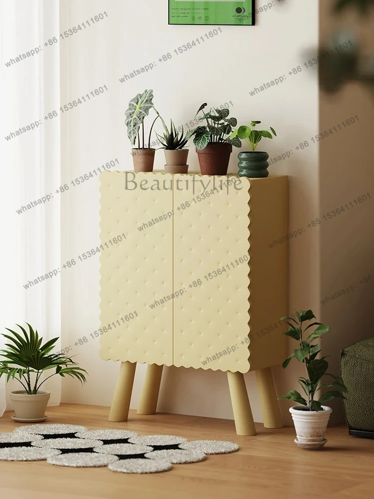 

Cream wind biscuits shoe cabinet household door porch shoe storage cabinet large capacity storage cabinet