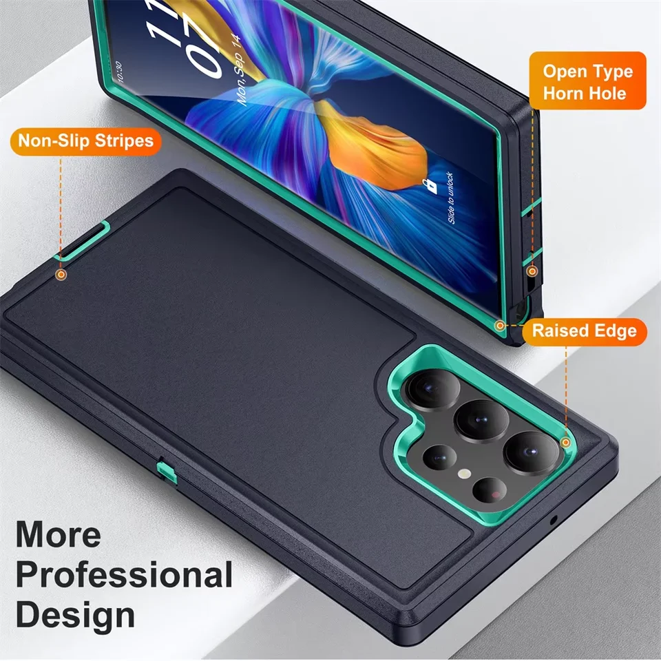 Funda blindada militar a prueba de golpes para Samsung S26 Ultra S24 Plus S23 FE S22 S21 S20 S25 Ultra, PC duro + TPU con soporte trasero 3