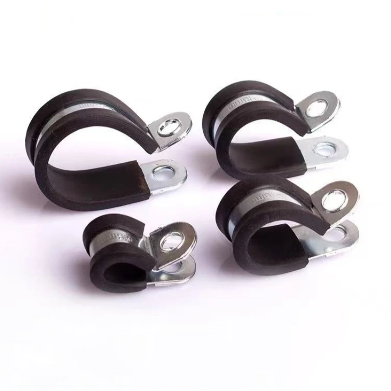 5-20pcs 6-90mm 15mm Bandwidth Reinforced R Type Rubber Lined Hose Clamp Galvanized Steel Double Layer Single P Pipe Clamp