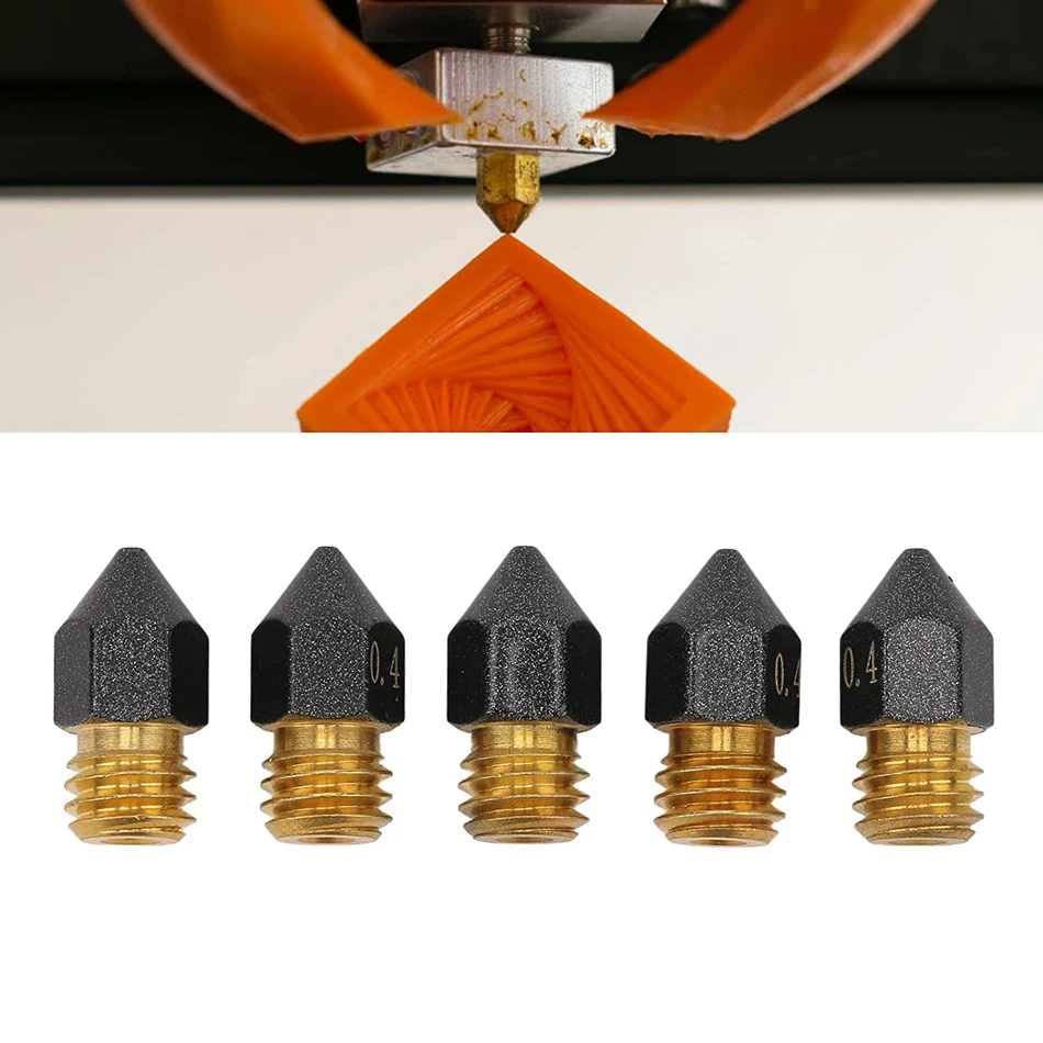 Boquilla recubierta de PTFE MK8, 1/2/5 piezas, 0,2/0,3/0,4/0,5/0,6/0,8mm, rosca de M6 para impresora 3D CR10 CR10S Ender-3 Makebot, 1,0mm