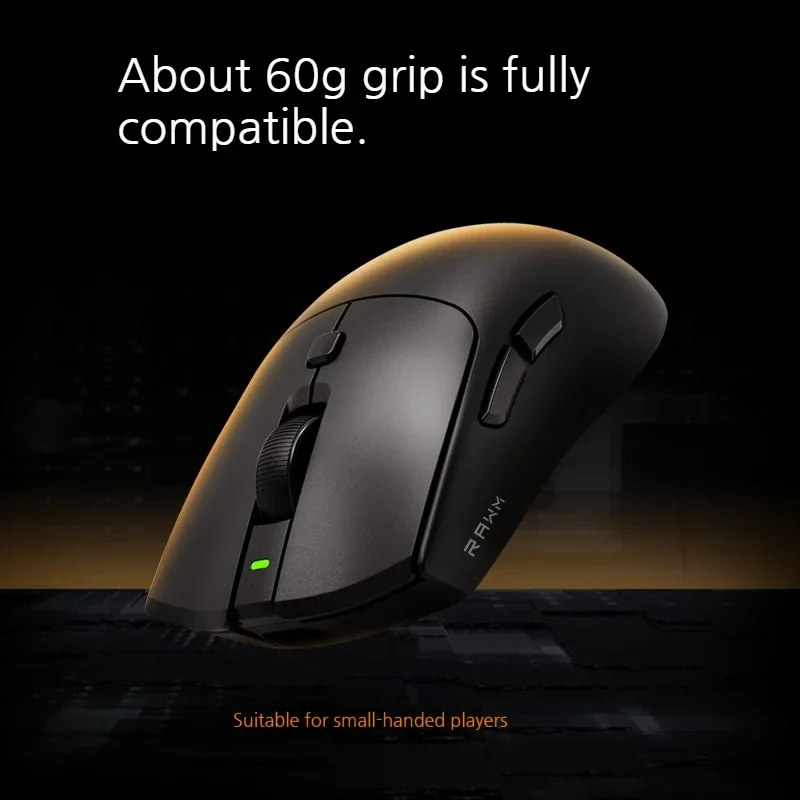 

Rawm SH01S Ergonomic Wireless Gaming Mouse - Lightweight Hot Swappable Paw3395 Sensor Three Mode Connection for Computer Mouses