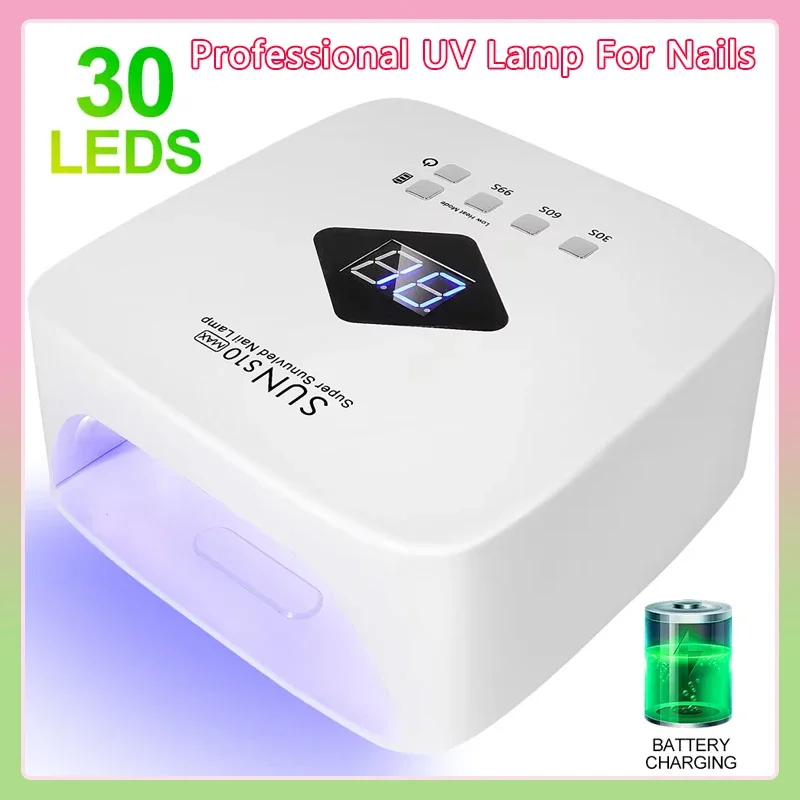 

Professional Rechargeable UV LED Nail Lamp Cordless UV Light for Gel Nail Machine with Removable Bottom 4 Timer SettingNail Tool