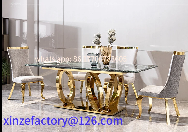 

Light luxury marble dining table household high sense two meters rectangular Italian style