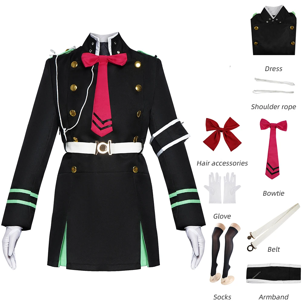 Shinoa Hiiragi Cosplay Anime Seraph of The End Owari No Serafu Hiiragi Shinoa Cosplay Costume Dress Wig Women Halloween Costumes