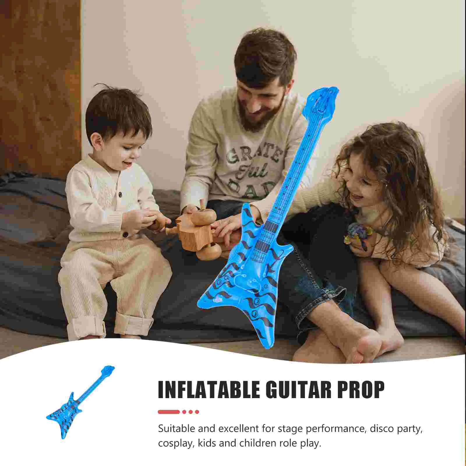 Inflatable Rock Instrument Retro Decor Decorative Guitar Model Party Supply Toy Electric Pvc Musical 80s Decorations Child