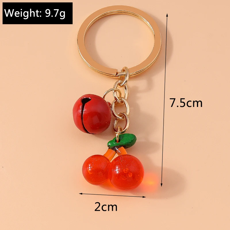 Modischer Frucht-Kirsch-Glocken-Schlüsselanhänger für Autoschlüssel, Souvenir-Geschenke für Frauen und Männer, Handtaschen-Anhänger, DIY-Schmuck-Geschenke – Detail 1