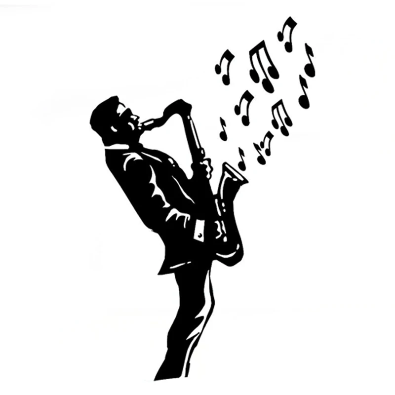 

Car Sticker Fashion Saxophone Sir PVC Applique Car Decoration Sticker Waterproof Cover Scratch Black/White, 18cm*11cm