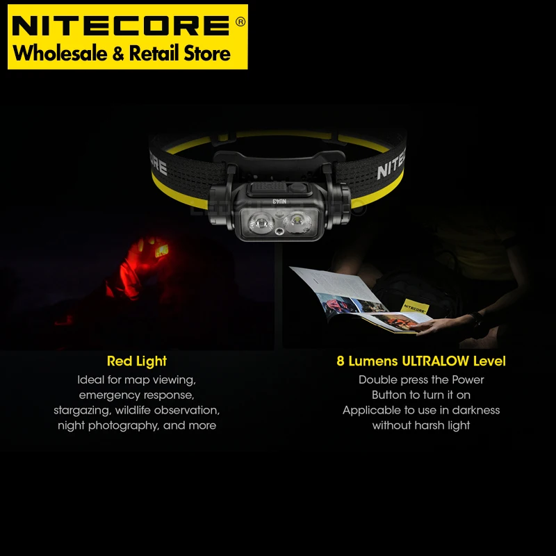 1400 Lumens NITECORE NU43 Lightweight USB-C Rechargeable Headlamp Built-in 3400mAh Li-ion Battery