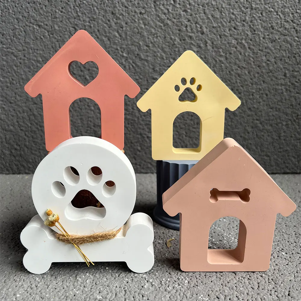 Cute Cat Claw Bone Ornament Plaster Mold Pet Cat and Dog Souvenir Clay Mold Love House Birthday Ornament Silicone Mold