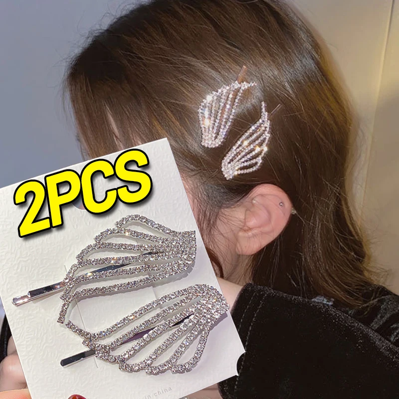 

Rhinestone Angel Wings Hairpins Fashionable Shiny Wings Side Bangs Edge Clip Silver Color Metal Elegant Hair Clips Accessories