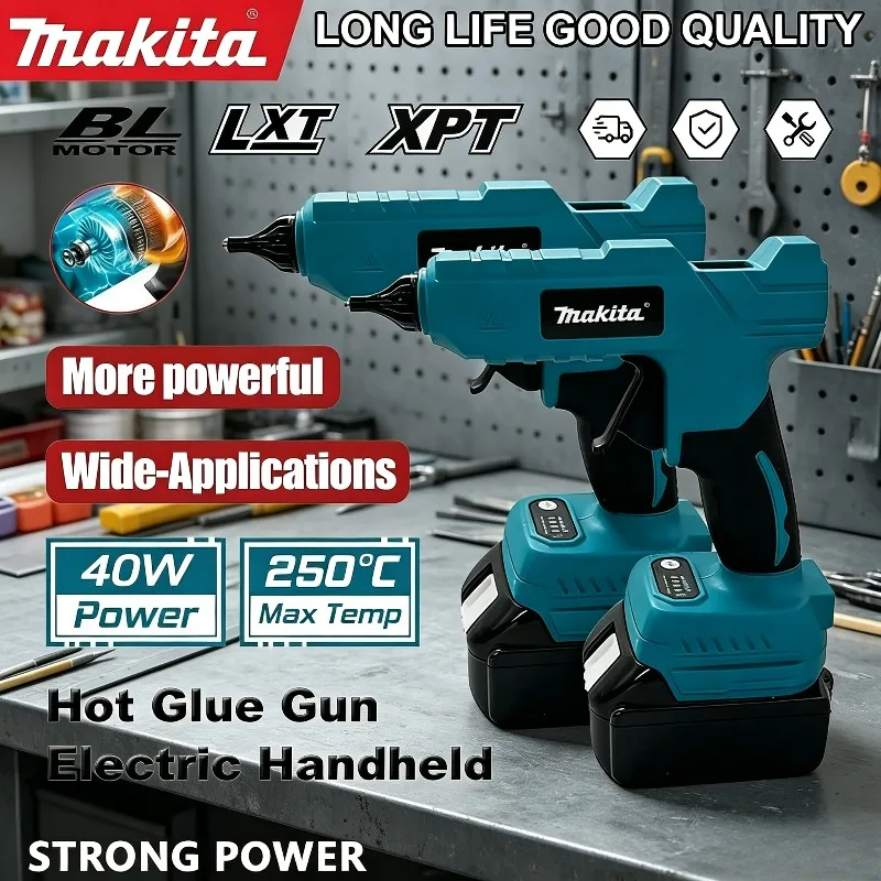 

Беспроводной электрический ручной пистолет для горячей клейки Makita, термопистолет для сварки, термофен с защитой от ожогов, инструмент для ремонта и DIY, для аккумулятора 20В