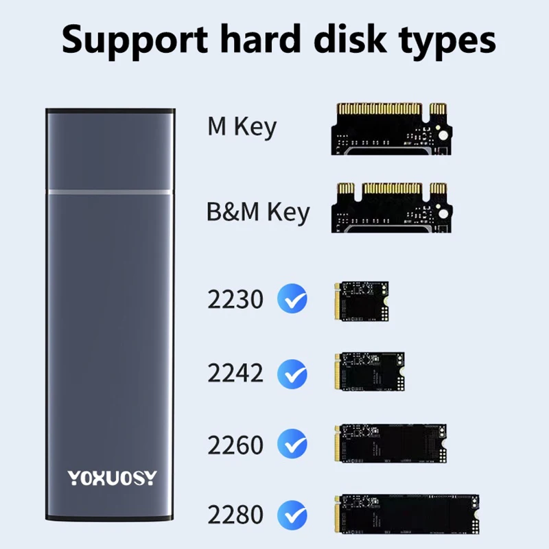 M2 NVMe SSD Enclosure 10Gbps PCIe SSD Case Portable Box For M.2 NVMe PCIE NGFF SATA Protocol SSD Disk Box Metal External Adapter