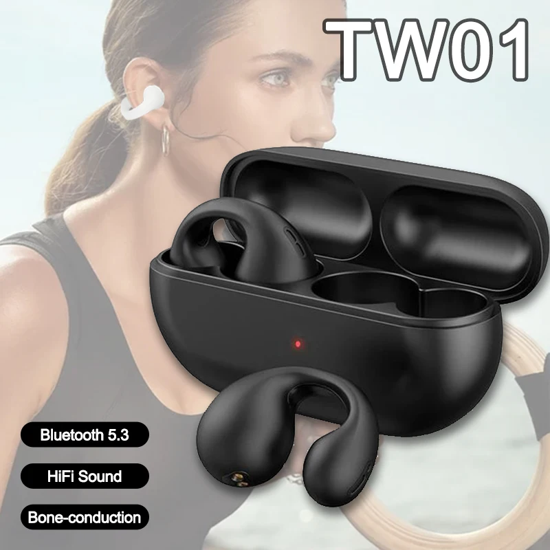 

Open Ear Clip Headphones TW01 Bluetooth 5.3 Earphones Bone Conduction Sport Headest HiFi Sound Wireless Earbuds Waterproof