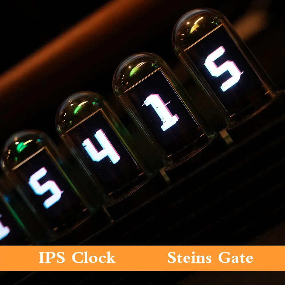 Steins Gate RGB Pseudo Glow Tube IPS Clock Desktop Decoration
