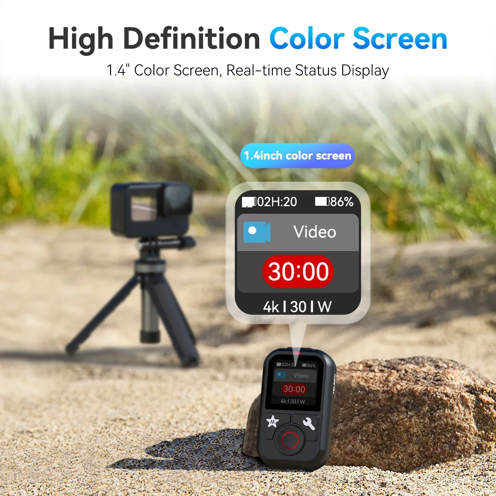 جهاز تحكم عن بعد مقاوم للماء من TELESIN لملحقات Gopro Hero 13 12 11 10 9 8 MAX جهاز تحكم عن بعد 60 متر مع ملحق حبل Gopro