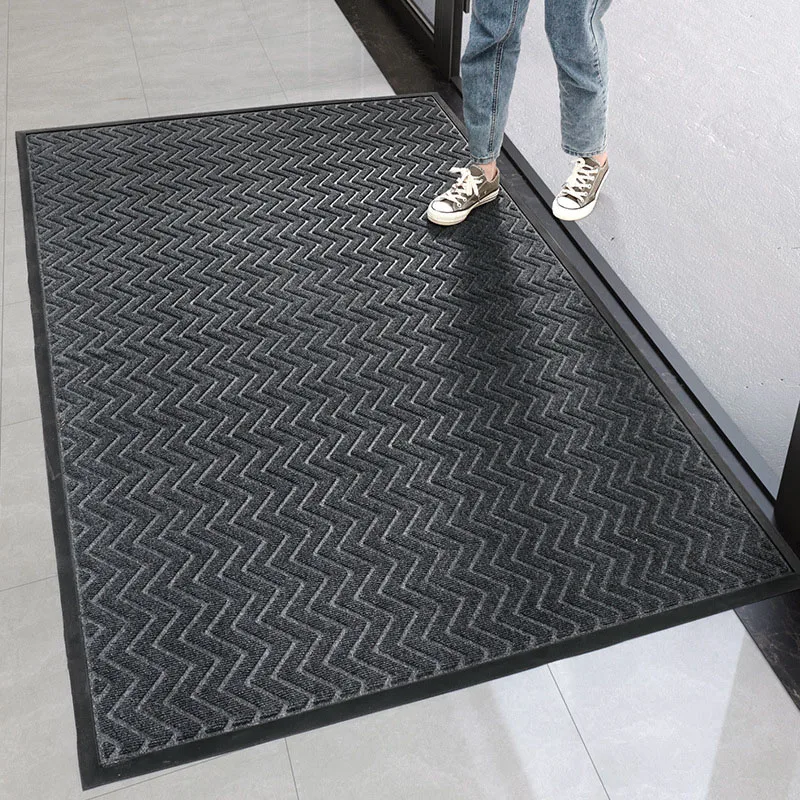 Entrance Door Mat Non-Slip Striped Balcony Floor Mat Bedroom Living Room Rug Floor Mat Dark Gray Brown Door Mat Home Decor