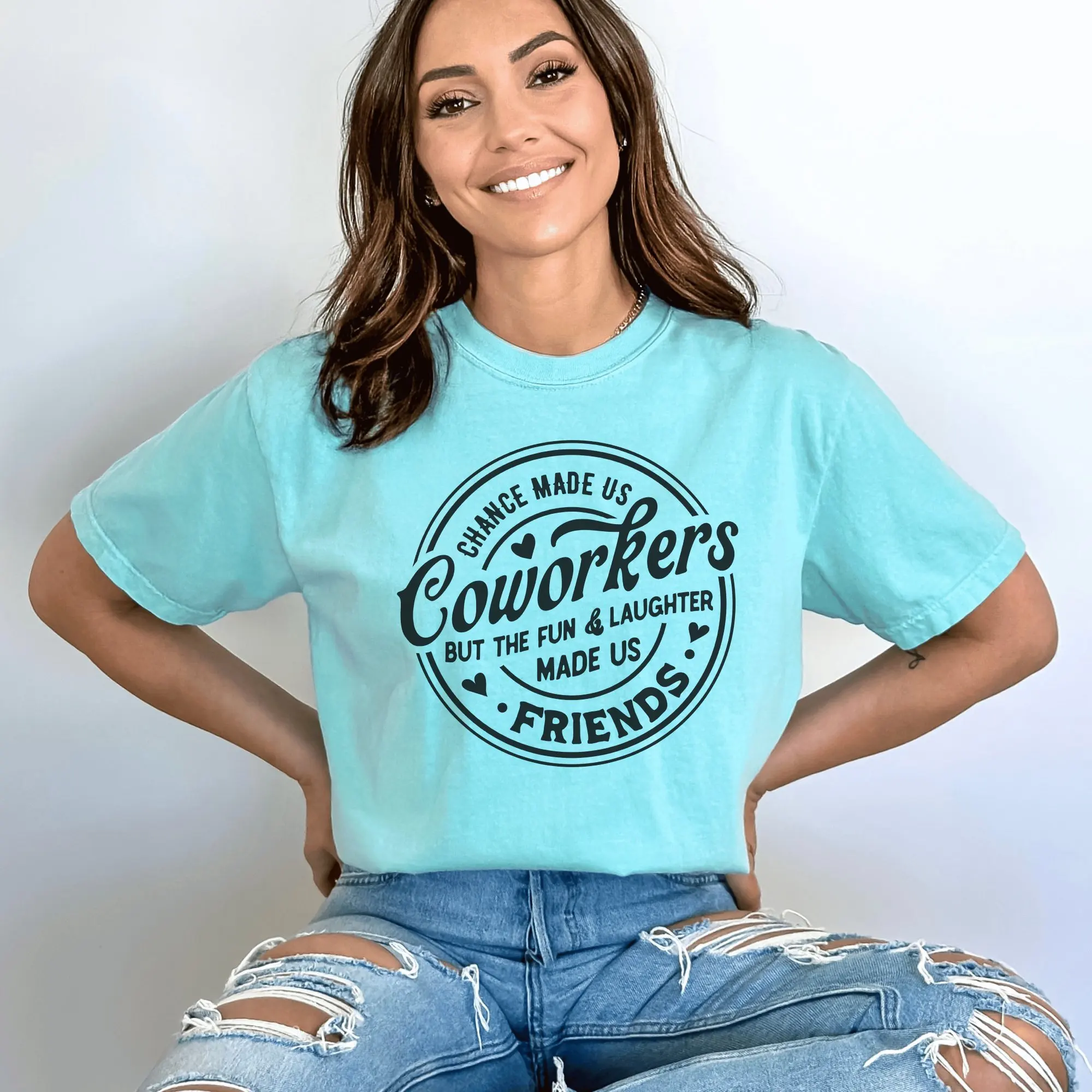 Coworkers to Friends T Shirt Chance Made Us Fun Laughter logo