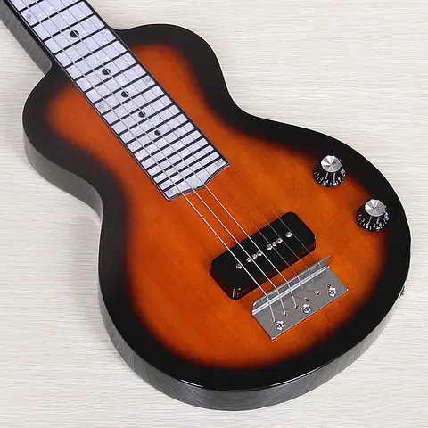 6 String Hawaiian Lap Steel Guitar One Through Solid Okoume Body 34 Inch High Glossy Slide Electric Guitar Sunburst Color