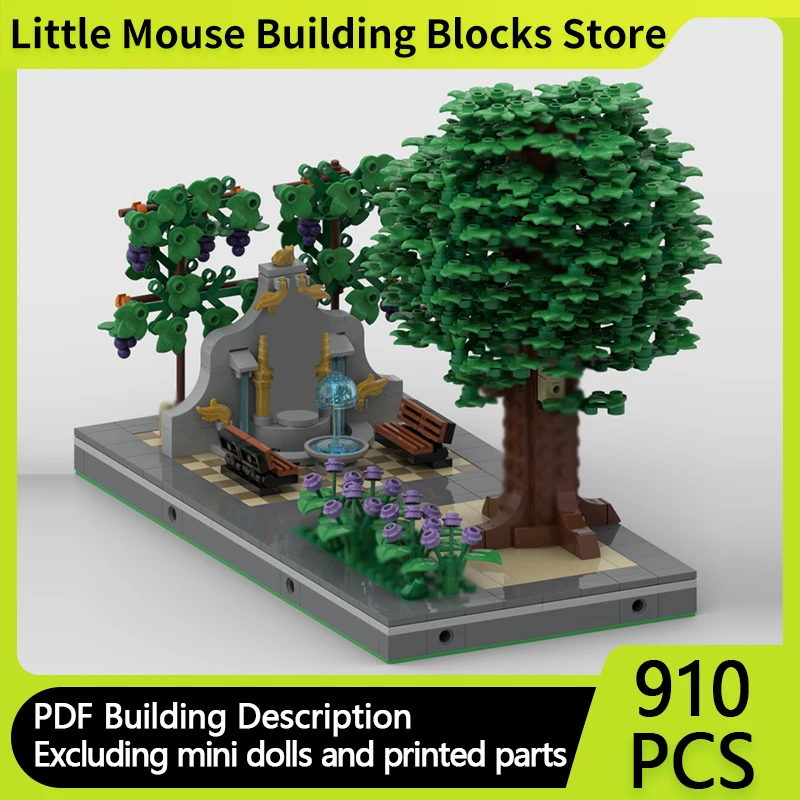 

City Street View Model MOC Building Bricks Fountain Plants Garden Modular Technology Gifts Holiday Assemble Children Toys Suit