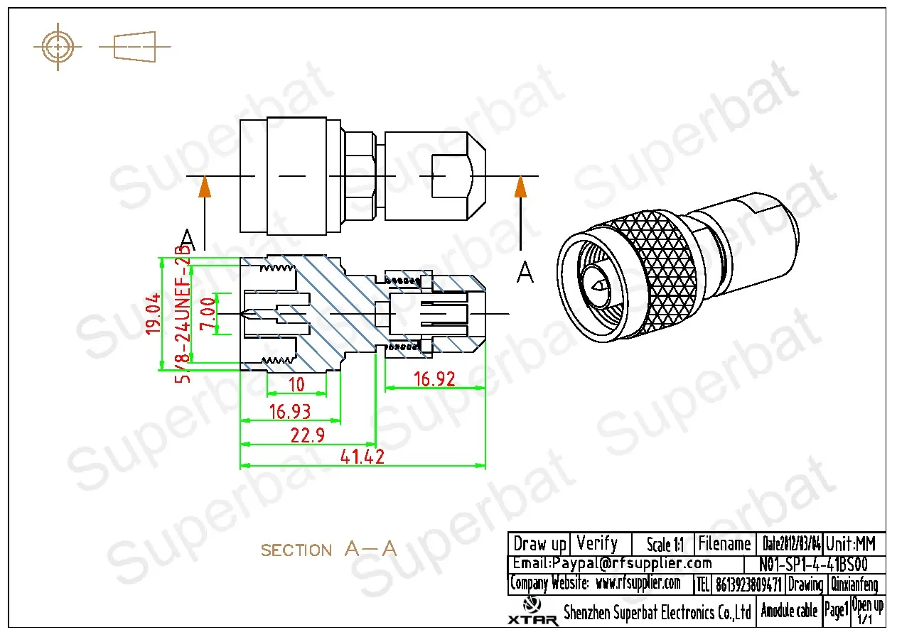 Superbat 10Pcs N Clamp RF Coaxial Connector ลูกฟูกทองแดง1/4