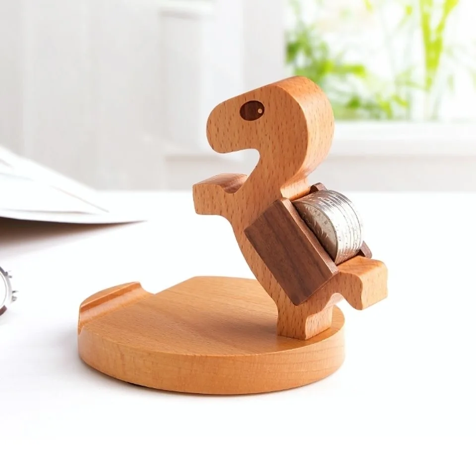

Креативный деревянный держатель для телефона, держатель для телефона из цельного дерева пони, милый настольный держатель для ленивого телефона в стиле кунг-фу