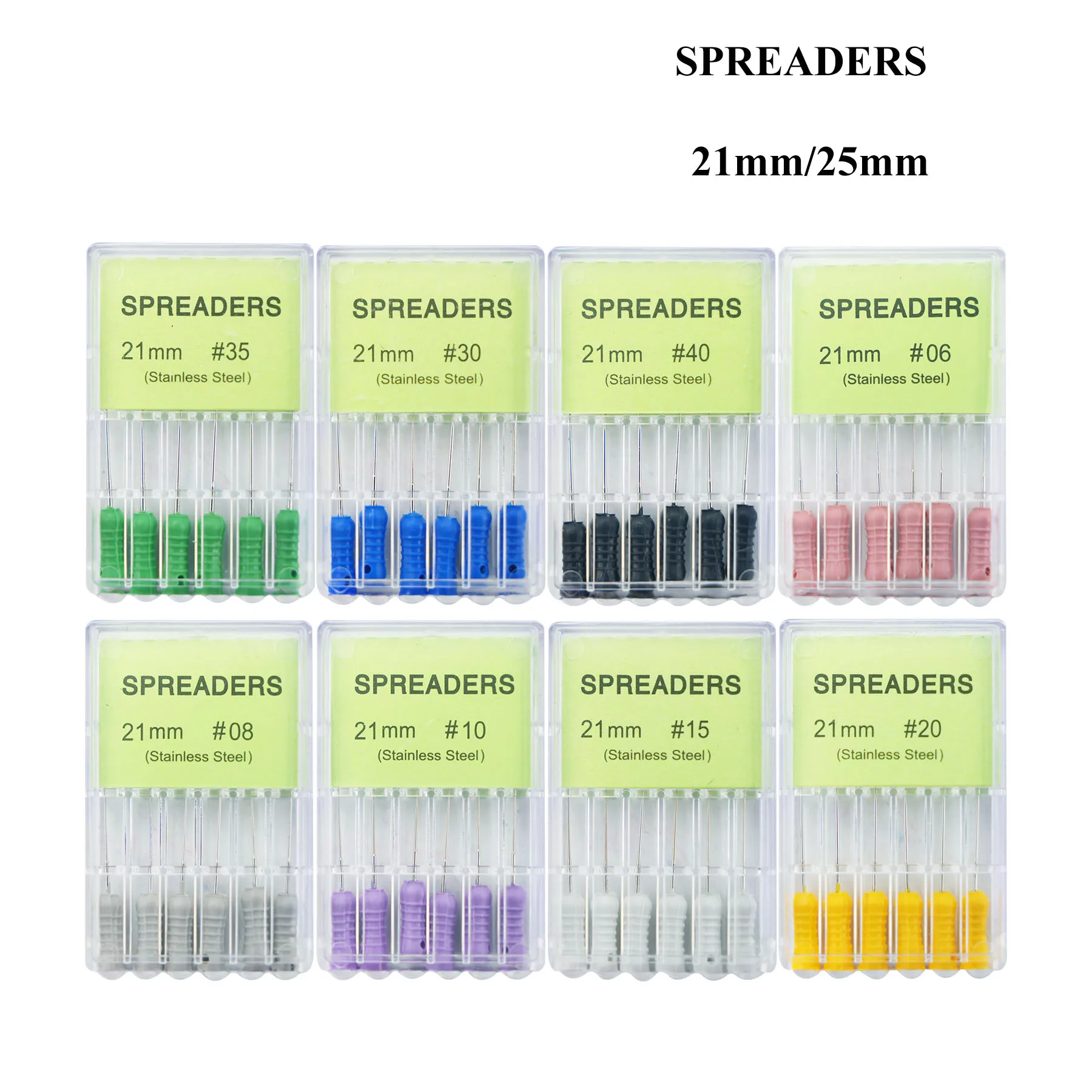 

6Pcs/Box Dental Finger Spreaders File Hand Use Stainless Steel Root Cannal Endo Files 21mm/25mm Endodontic Dentist Drills